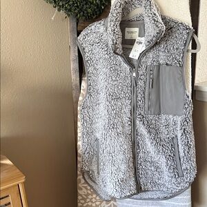 Abercrombie & Fitch Gray Sherpa Fleece Vest